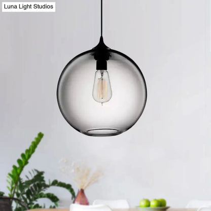 Simplicity Glass Globe Pendant Light - 1 Light, Red/Brown/Clear