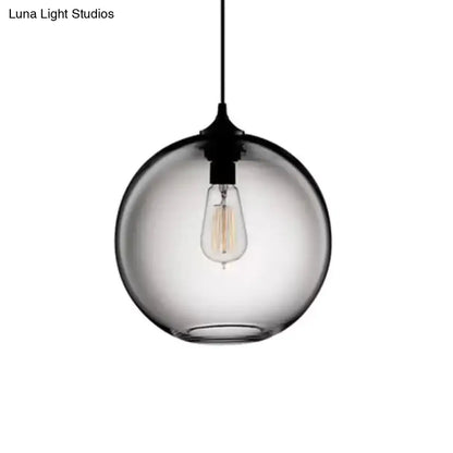 Simplicity Glass Globe Pendant Light - 1 Light, Red/Brown/Clear