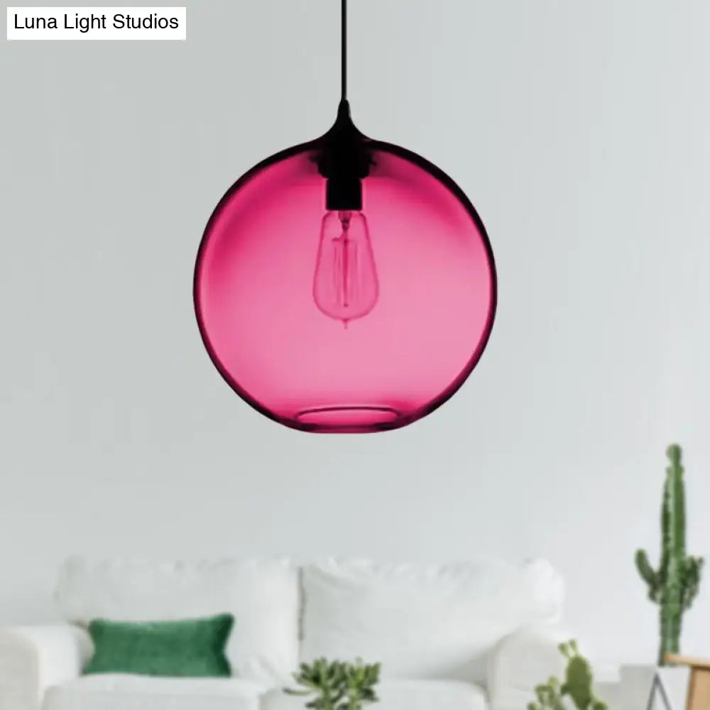 Simplicity Glass Globe Pendant Light - 1 Light, Red/Brown/Clear