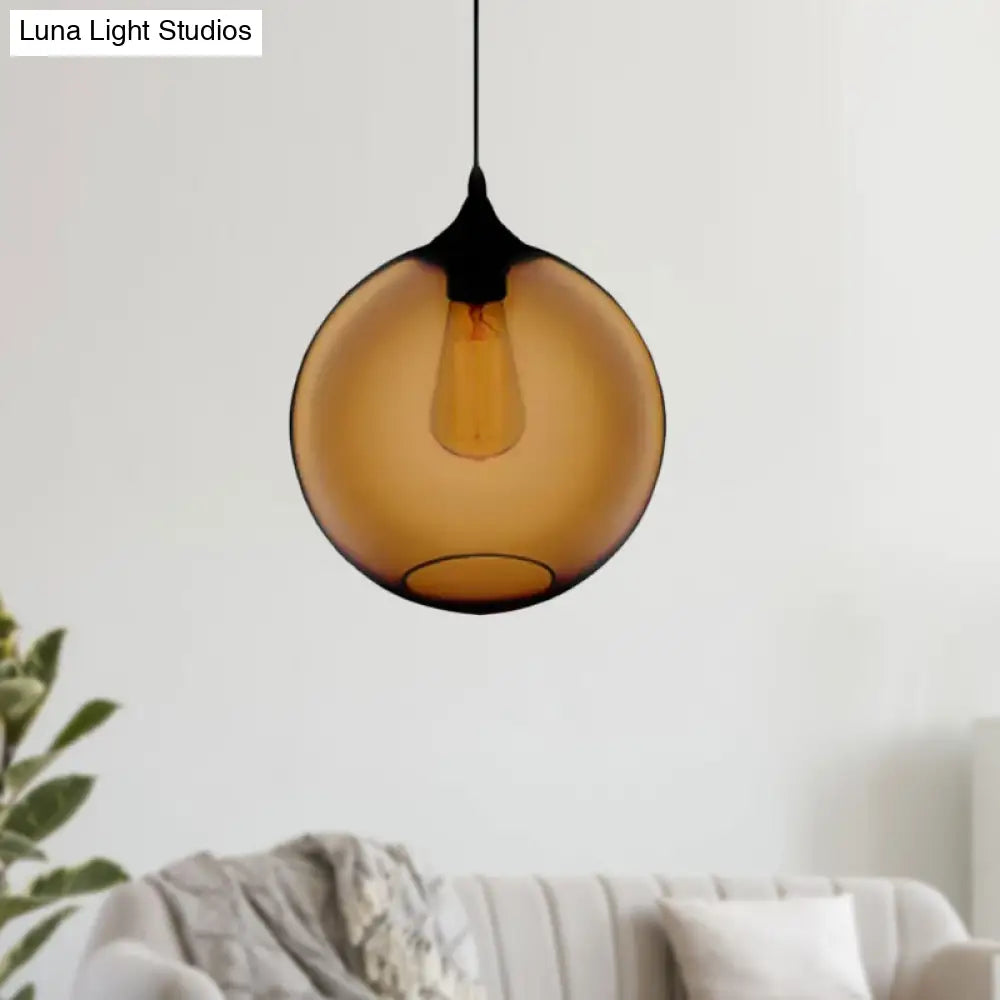 Simplicity Glass Globe Pendant Light - 1 Light, Red/Brown/Clear