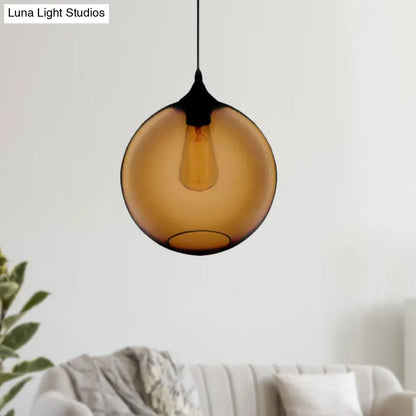 Simplicity Glass Globe Pendant Light - 1 Light, Red/Brown/Clear