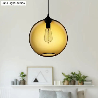 Simplicity Glass Globe Pendant Light - 1 Light, Red/Brown/Clear