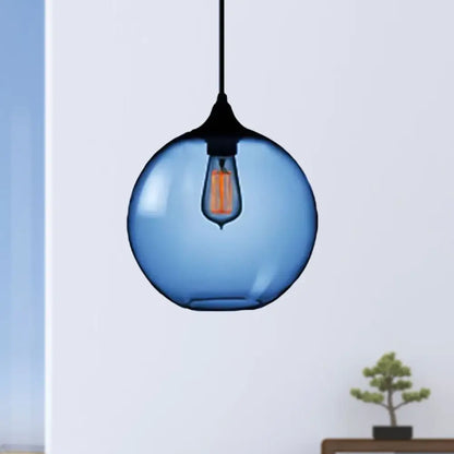 Simplicity Glass Globe Pendant Light - 1 Light, Red/Brown/Clear