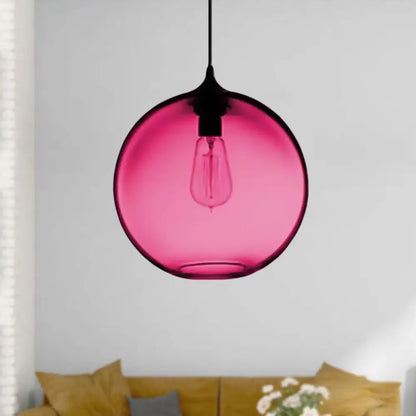 Simplicity Glass Globe Pendant Light - 1 Light, Red/Brown/Clear