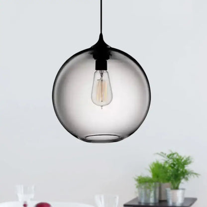 Simplicity Glass Globe Pendant Light - 1 Light, Red/Brown/Clear