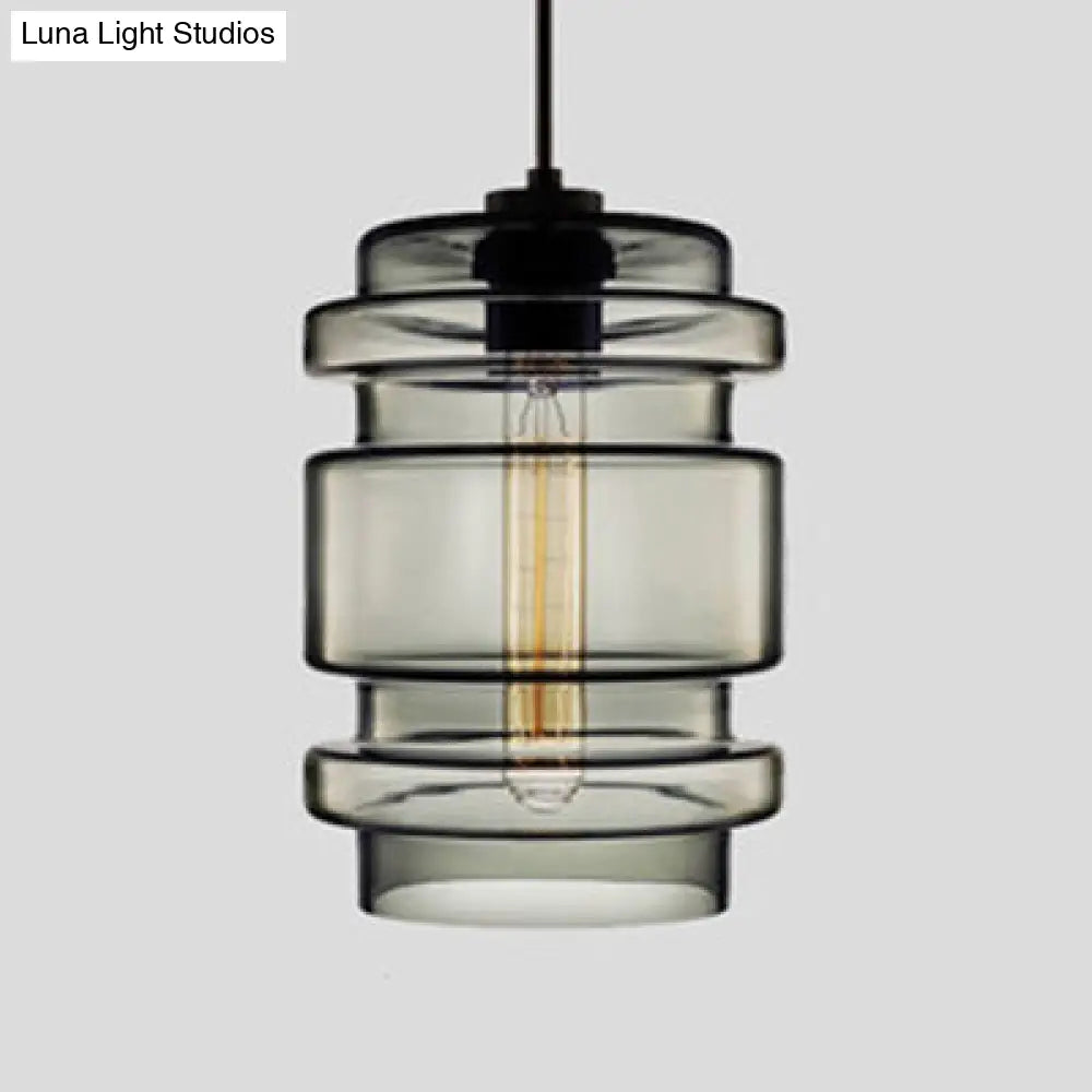 Simplicity Glass Hanging Lamp - Cylindrical 1-Light Pink/Yellow/Blue Ceiling Fixture