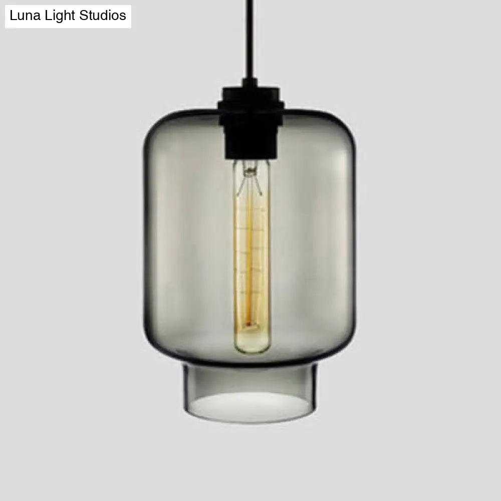 Simplicity Glass Hanging Lamp - Cylindrical 1-Light Pink/Yellow/Blue Ceiling Fixture