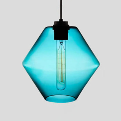 Simplicity Glass Hanging Lamp - Cylindrical 1-Light Pink/Yellow/Blue Ceiling Fixture