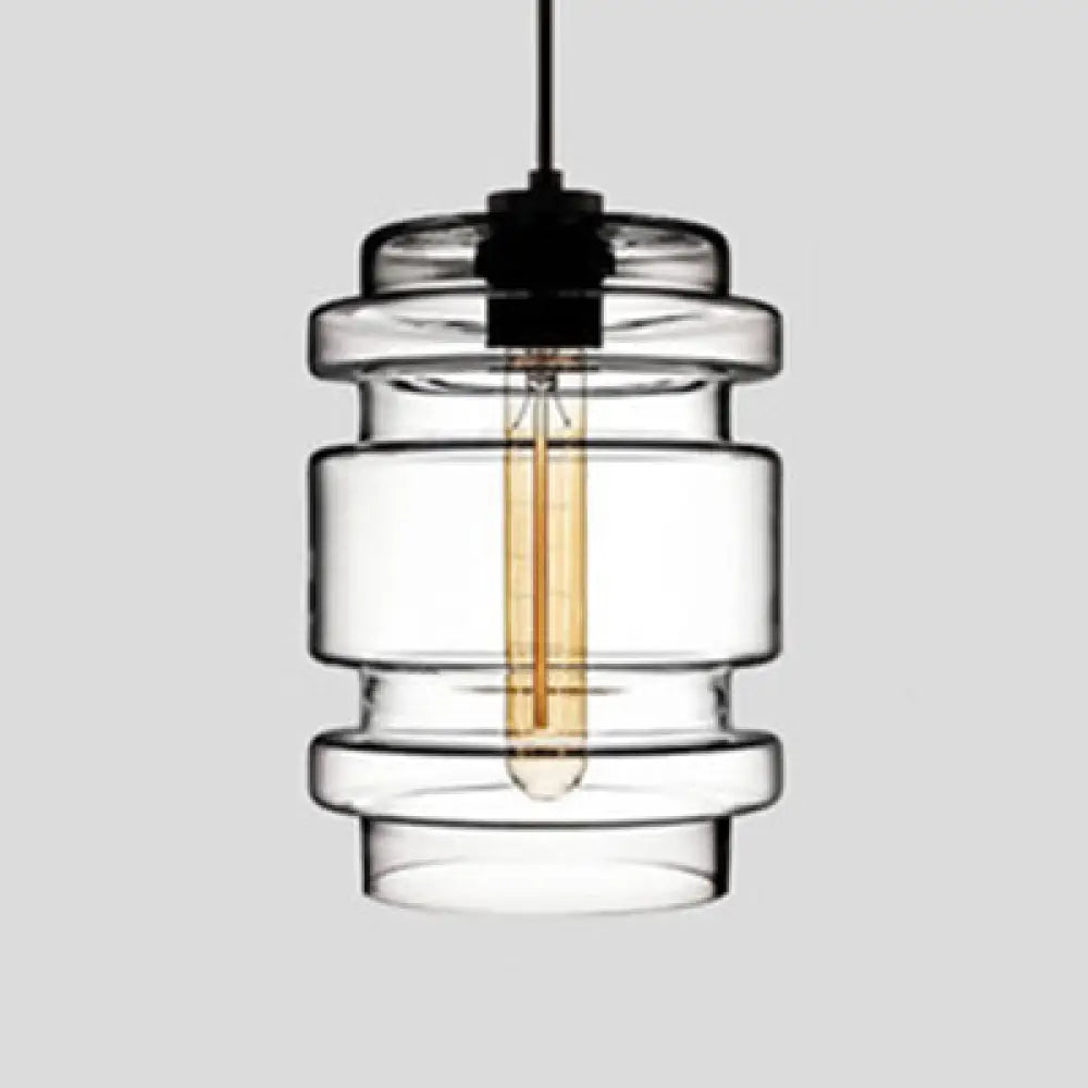 Simplicity Glass Hanging Lamp - Cylindrical 1-Light Pink/Yellow/Blue Ceiling Fixture