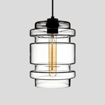 Simplicity Glass Hanging Lamp - Cylindrical 1-Light Pink/Yellow/Blue Ceiling Fixture