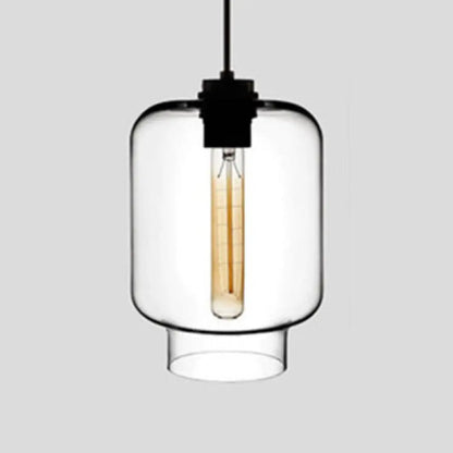 Simplicity Glass Hanging Lamp - Cylindrical 1-Light Pink/Yellow/Blue Ceiling Fixture