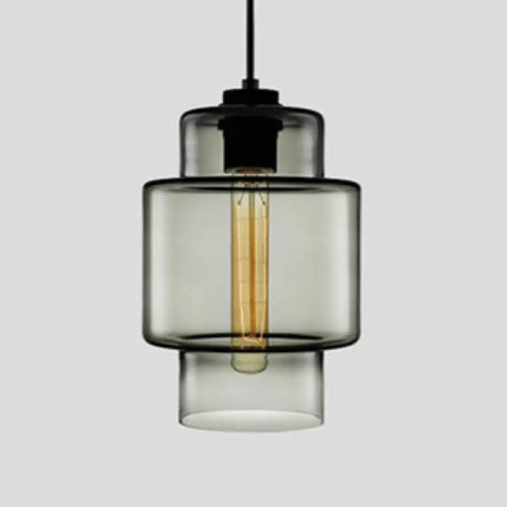 Simplicity Glass Hanging Lamp - Cylindrical 1-Light Pink/Yellow/Blue Ceiling Fixture