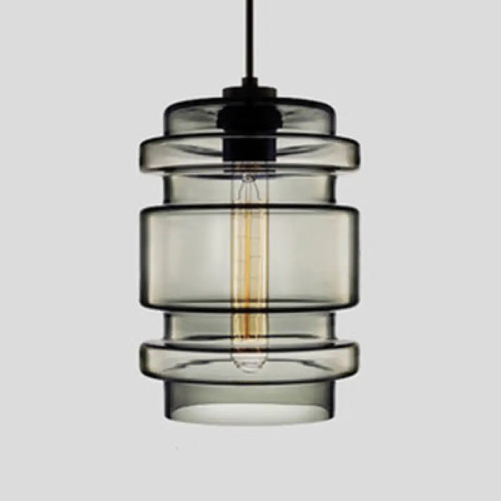 Simplicity Glass Hanging Lamp - Cylindrical 1-Light Pink/Yellow/Blue Ceiling Fixture