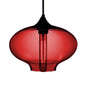 Simplicity Glass Oval Hanging Lamp: 1-Light Red/Brown/Blue Ceiling Light