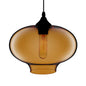 Simplicity Glass Oval Hanging Lamp: 1-Light Red/Brown/Blue Ceiling Light