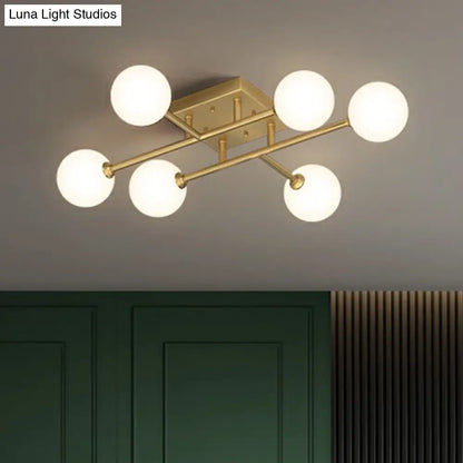DecorBites™ DecorBites™ Simplicity Gold Finish Semi Flush Mount Ceiling Light with White Glass Balls