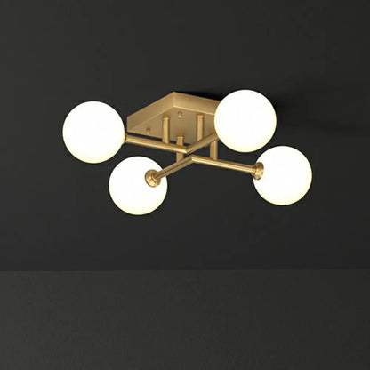DecorBites™ DecorBites™ Simplicity Gold Finish Semi Flush Mount Ceiling Light with White Glass Balls