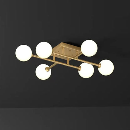 DecorBites™ DecorBites™ Simplicity Gold Finish Semi Flush Mount Ceiling Light with White Glass Balls