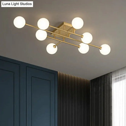 DecorBites™ DecorBites™ Simplicity Gold Finish Semi Flush Mount Ceiling Light with White Glass Balls