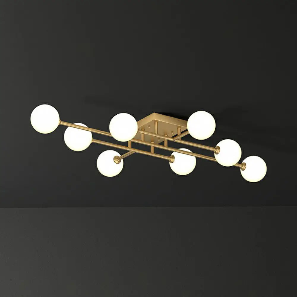 DecorBites™ DecorBites™ Simplicity Gold Finish Semi Flush Mount Ceiling Light with White Glass Balls
