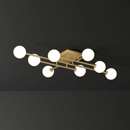 DecorBites™ DecorBites™ Simplicity Gold Finish Semi Flush Mount Ceiling Light with White Glass Balls