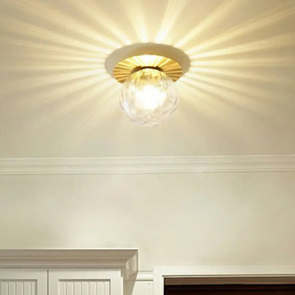 DecorBites™ DecorBites™ Simplicity Gold Finish Semi Flush Mount Water Glass Ball Ceiling Light for Balcony