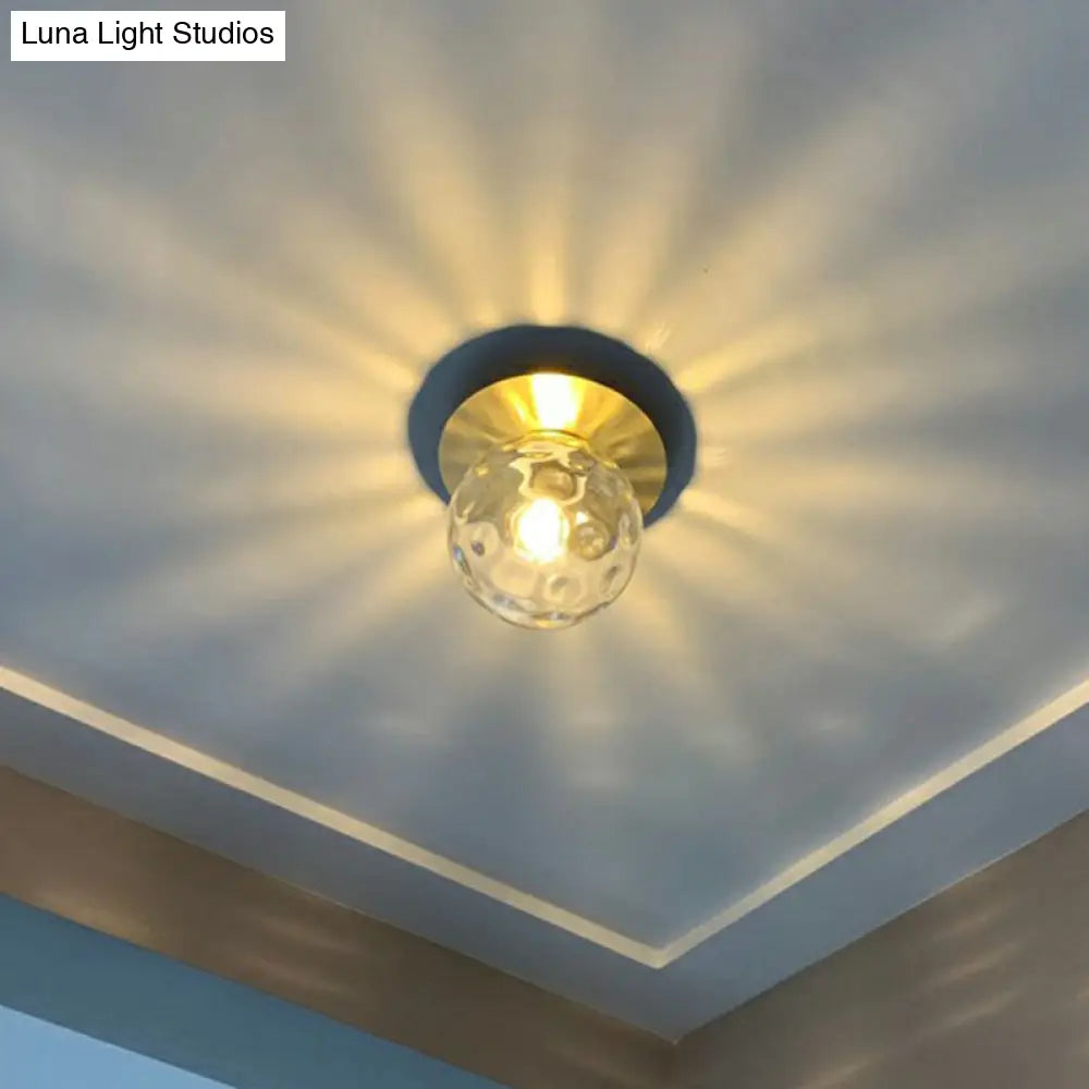 DecorBites™ DecorBites™ Simplicity Gold Finish Semi Flush Mount Water Glass Ball Ceiling Light for Balcony