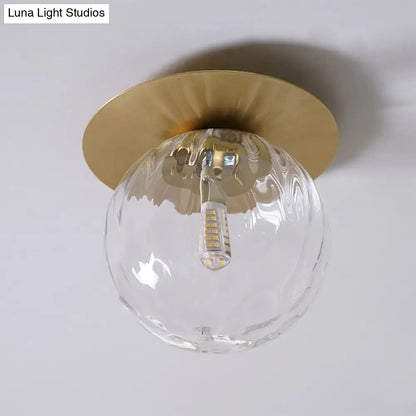 DecorBites™ DecorBites™ Simplicity Gold Finish Semi Flush Mount Water Glass Ball Ceiling Light for Balcony