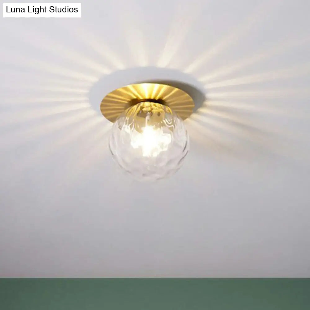 DecorBites™ DecorBites™ Simplicity Gold Finish Semi Flush Mount Water Glass Ball Ceiling Light for Balcony