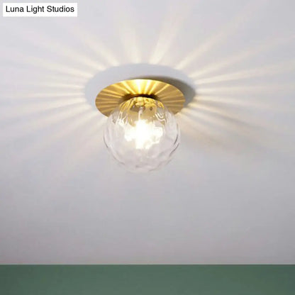 DecorBites™ DecorBites™ Simplicity Gold Finish Semi Flush Mount Water Glass Ball Ceiling Light for Balcony