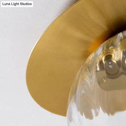 DecorBites™ DecorBites™ Simplicity Gold Finish Semi Flush Mount Water Glass Ball Ceiling Light for Balcony