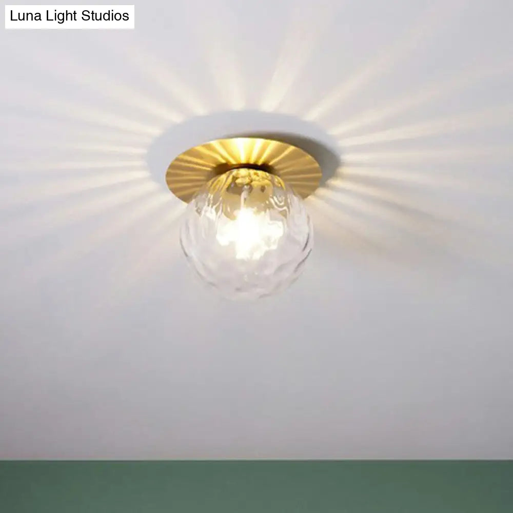DecorBites™ DecorBites™ Simplicity Gold Finish Semi Flush Mount Water Glass Ball Ceiling Light for Balcony
