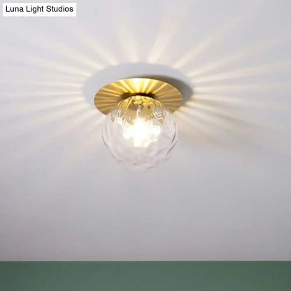 DecorBites™ DecorBites™ Simplicity Gold Finish Semi Flush Mount Water Glass Ball Ceiling Light for Balcony