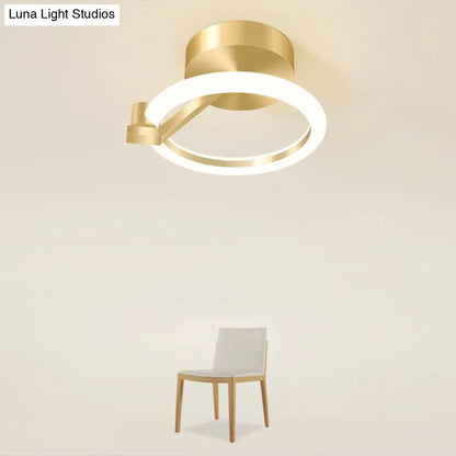 DecorBites™ DecorBites™ Simplicity Gold Metal Semi Flush Mount Ceiling Fixture for Corridors