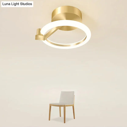 DecorBites™ DecorBites™ Simplicity Gold Metal Semi Flush Mount Ceiling Fixture for Corridors