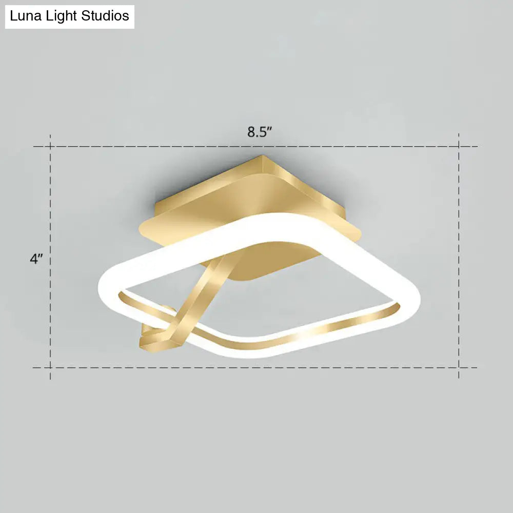 DecorBites™ DecorBites™ Simplicity Gold Metal Semi Flush Mount Ceiling Fixture for Corridors
