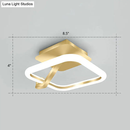 DecorBites™ DecorBites™ Simplicity Gold Metal Semi Flush Mount Ceiling Fixture for Corridors