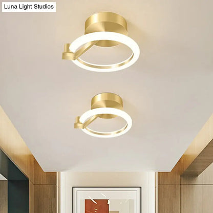 DecorBites™ DecorBites™ Simplicity Gold Metal Semi Flush Mount Ceiling Fixture for Corridors