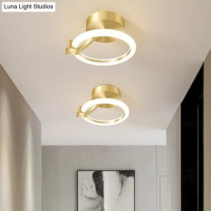 DecorBites™ DecorBites™ Simplicity Gold Metal Semi Flush Mount Ceiling Fixture for Corridors