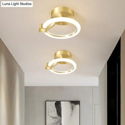 DecorBites™ DecorBites™ Simplicity Gold Metal Semi Flush Mount Ceiling Fixture for Corridors