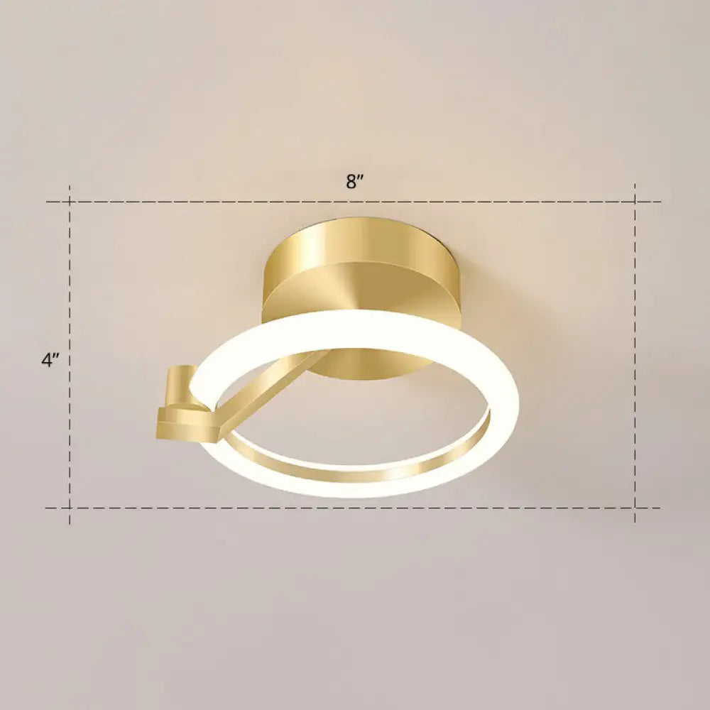 DecorBites™ DecorBites™ Simplicity Gold Metal Semi Flush Mount Ceiling Fixture for Corridors