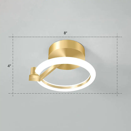 DecorBites™ DecorBites™ Simplicity Gold Metal Semi Flush Mount Ceiling Fixture for Corridors