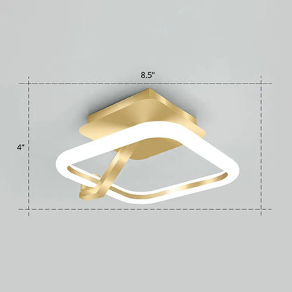 DecorBites™ DecorBites™ Simplicity Gold Metal Semi Flush Mount Ceiling Fixture for Corridors