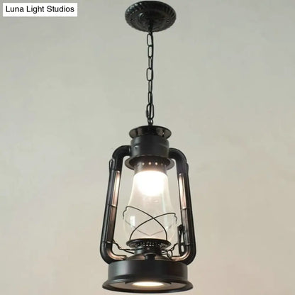 Simplicity Lantern Hanging Light - Metallic Kerosene Lighting for Restaurants - 1 Bulb