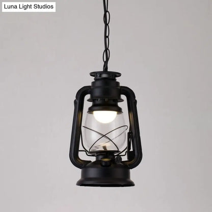 Simplicity Lantern Hanging Light - Metallic Kerosene Lighting for Restaurants - 1 Bulb