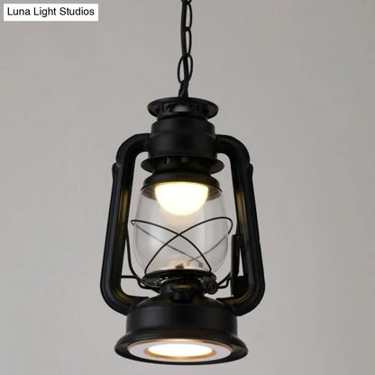 Simplicity Lantern Hanging Light - Metallic Kerosene Lighting for Restaurants - 1 Bulb