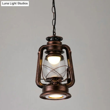 Simplicity Lantern Hanging Light - Metallic Kerosene Lighting for Restaurants - 1 Bulb