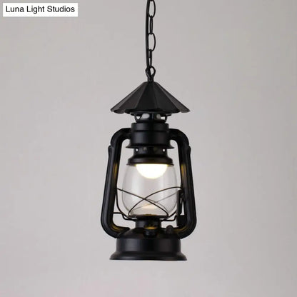 Simplicity Lantern Hanging Light - Metallic Kerosene Lighting for Restaurants - 1 Bulb