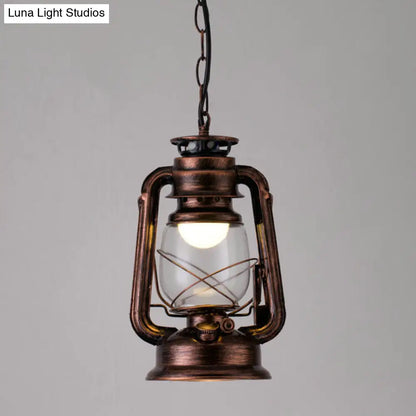 Simplicity Lantern Hanging Light - Metallic Kerosene Lighting for Restaurants - 1 Bulb