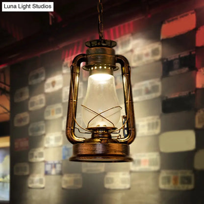 Simplicity Lantern Hanging Light - Metallic Kerosene Lighting for Restaurants - 1 Bulb